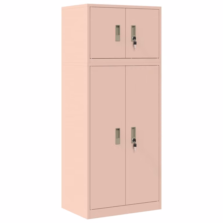 Set de 2 armarios de almacenamiento vidaXL en metal rosa con puertas batientes, An/P/Al: 60 x 40 x 145 cm