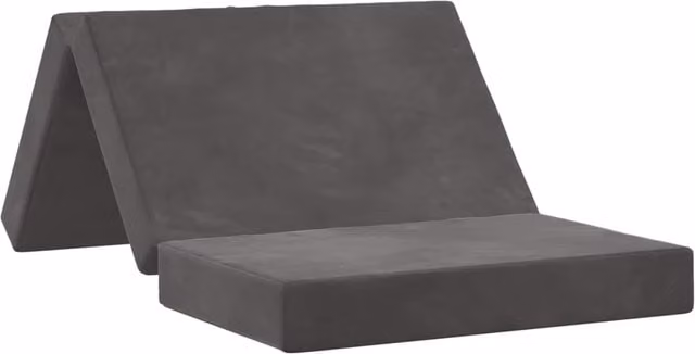 Sofá cama plegable SYFAX de terciopelo gris con colchón de espuma, An/P/Al: 80 x 67 x 45 cm