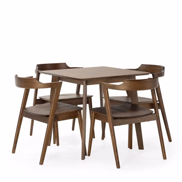Juego de comedor Venus de madera con mesa cuadrada y 4 sillas en color marrón An/P/Al: 80 x 80 x 75 cm