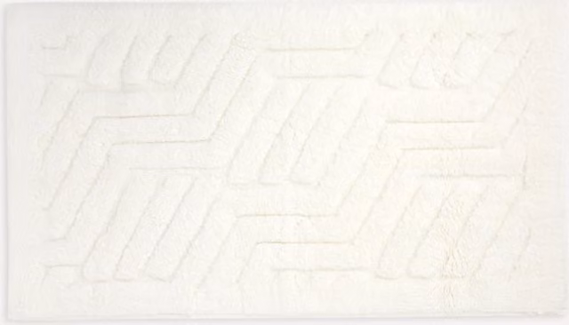 Alfombra de baño Villari Graccioza de algodón con diseño gráfico antideslizante en beige y blanco, rectangular, An/P: 100 x 60 cm