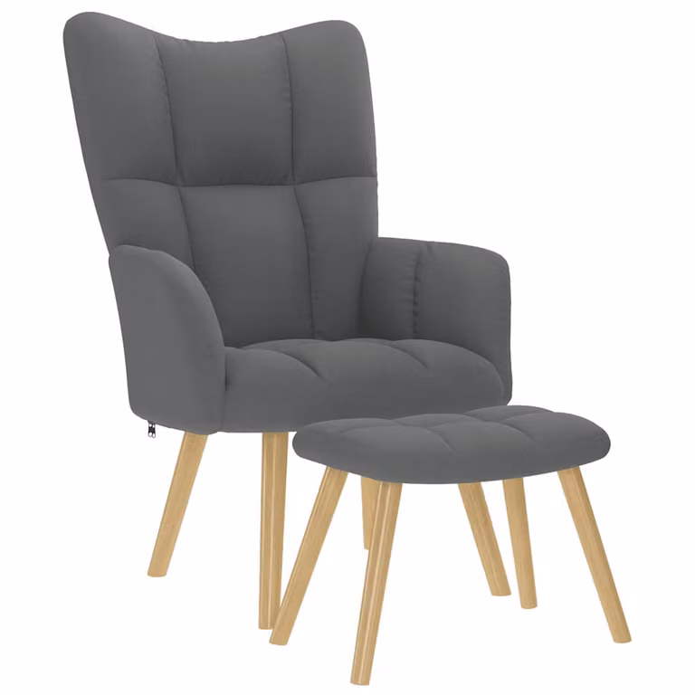 Sillón de relax con taburete vidaXL en tela gris oscuro