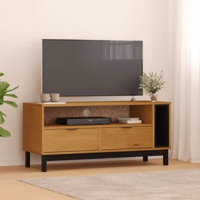 Mueble para TV Maison Exclusive de madera maciza de pino color marrón An/P/Al: 110 x 40 x 50 cm