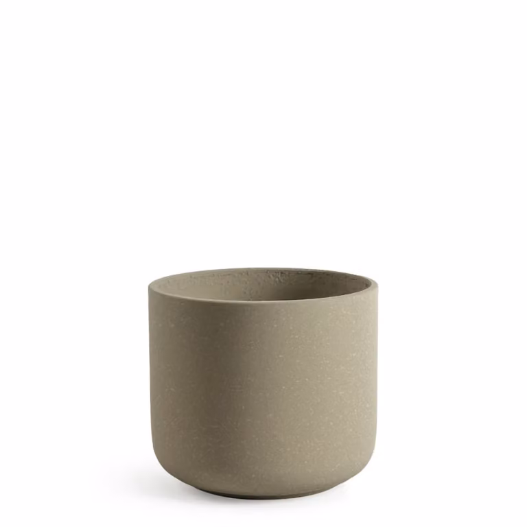 Macetero decorativo redondo de cemento Sia Deco en color beige para mesa, Altura: 31 cm, Diámetro: 27 cm