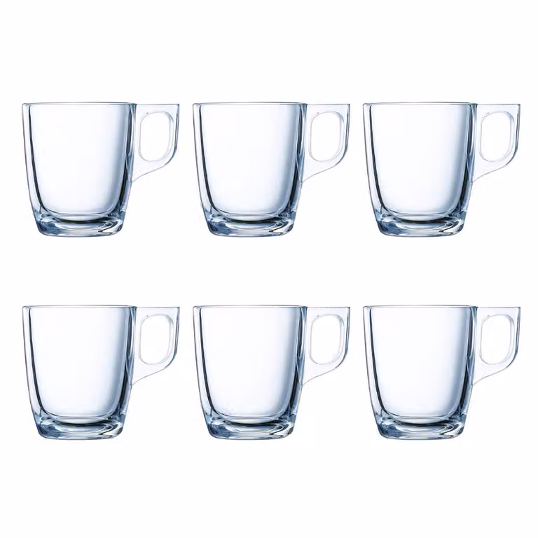 Juego de 6 mugs de vidrio transparente Luminarc de 90 ml