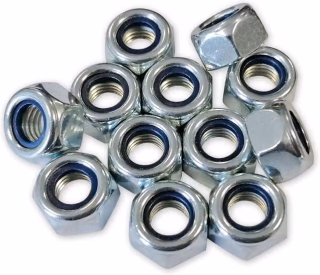 Tuercas de seguridad hexagonal Nylstop DIN 985 de XISRENS, acero galvanizado color plata con inserto de nylon, An/P/Al: 8 x 125 x 50 mm