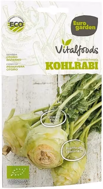 Semillas de vegetales Kohlrabi Euro Garden para huerto de otoño