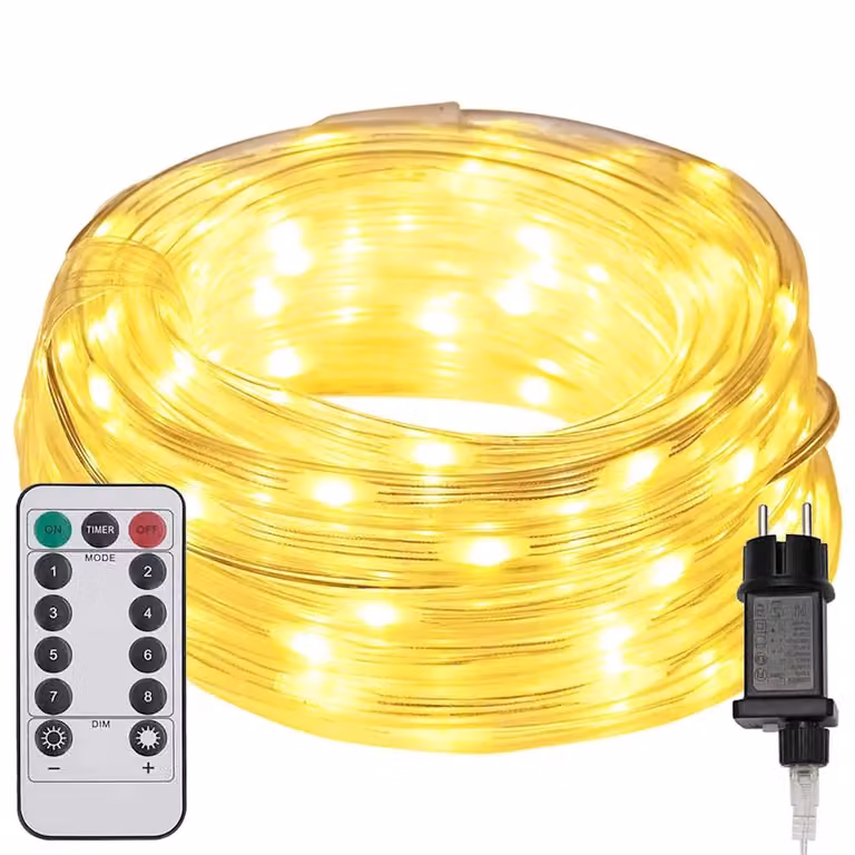 Luz de cuerda vidaXL con 1200 LED blanco cálido, 50 m, PVC y mando a distancia
