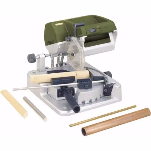 Sierra de inglete y bisel de mesa Proxxon KGS 80 de 200 W en color verde con base de aluminio