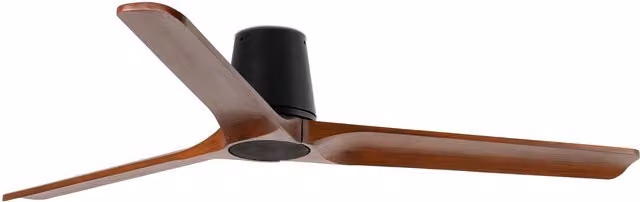 Ventilador de techo DC Heywood Tub L de Faro en color negro y marrón con mando a distancia y temporizador