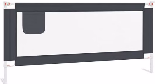 Barandilla de seguridad para cama infantil vidaXL extensible en color gris con textil y metal, An: 200 cm, Al: 25 cm