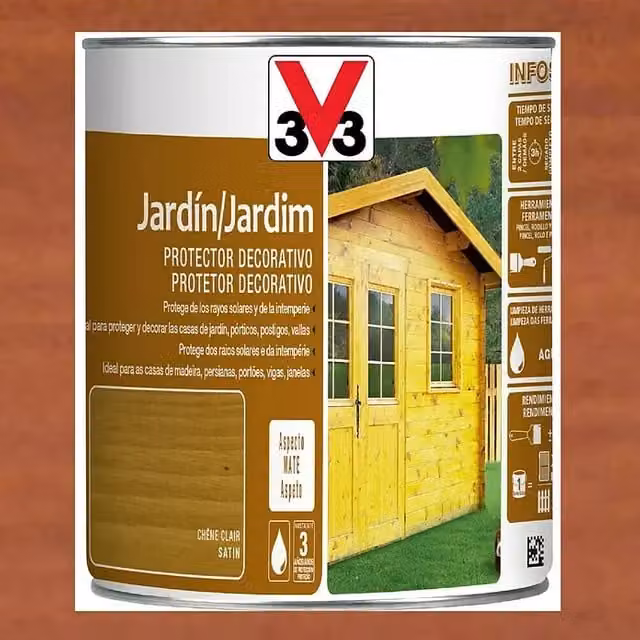 Protección decorativa para madera de jardín V33 color Sapelly acabado mate de 0,75 l