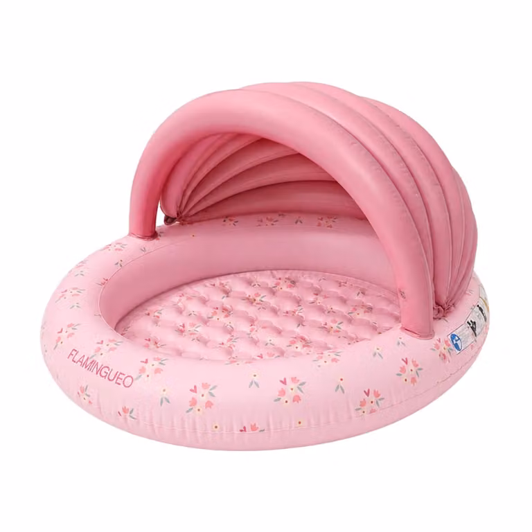 Piscina infantil inflable Flamingueo con toldo de PVC rosa An/P/Al: 120 x 120 x 65 cm