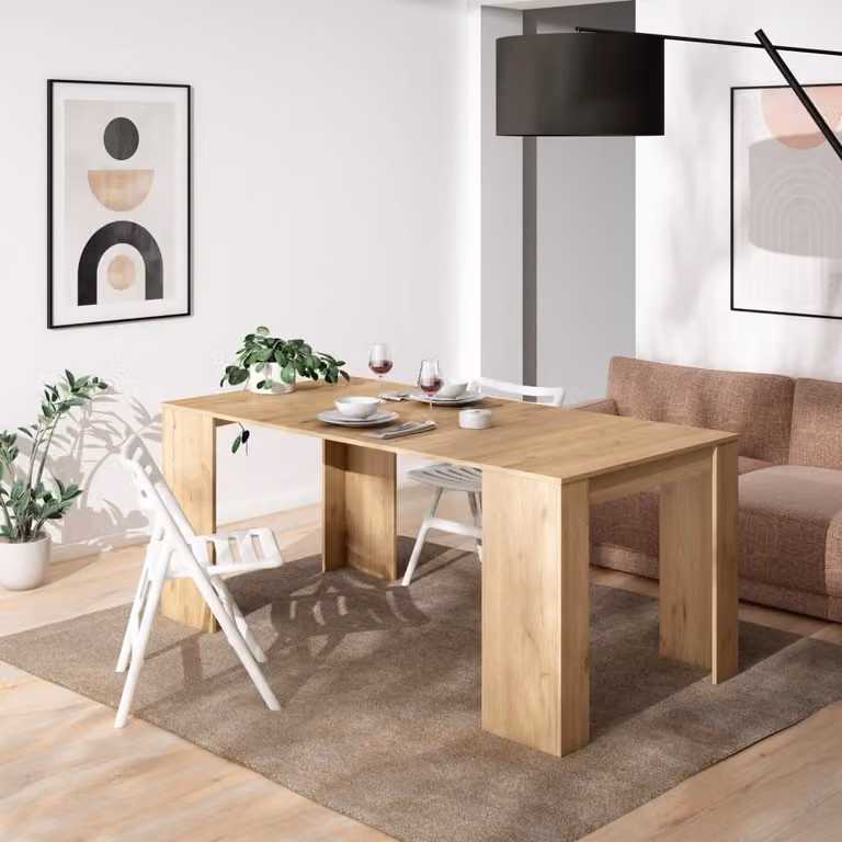 Mesa consola extensible SKRAUT HOME de madera efecto roble para comedor o cocina, An/P/Al: 180 x 90 x 77 cm