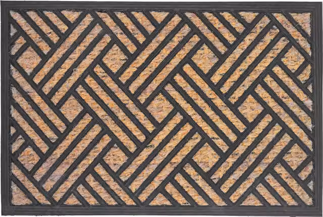 Felpudo trenzado Relaxdays de fibra de coco y PVC, antideslizante y atrapasuciedad, An/P/Al: 60 x 40 x 1,5 cm, beige/negro