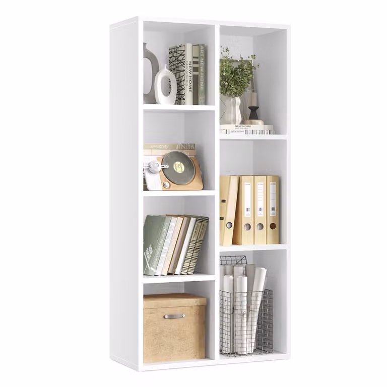Biblioteca Librería VASAGLE con 7 Compartimentos, Color Blanco, An/P/Al: 50 x 24 x 106 cm