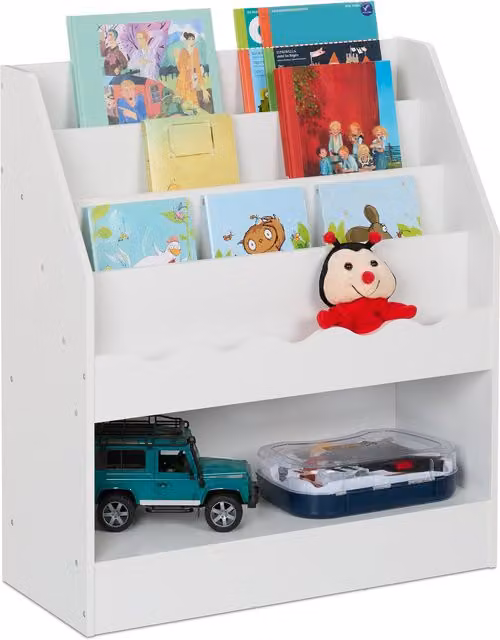 Librería infantil Relaxdays blanca con 5 estantes abiertos, An/P/Al: 80 x 30 x 70 cm