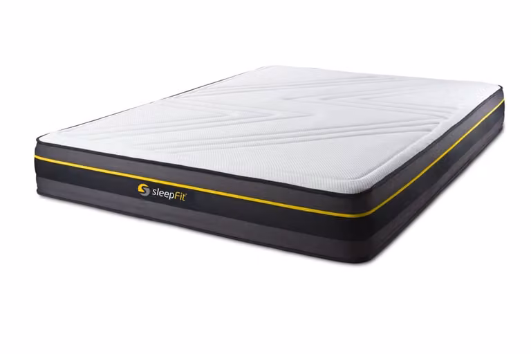 Colchón de espuma viscoelástica Sleepfit blanco con tecnología antibacterial y certificación Oeko-Tex, An/P: 150 x 190 cm, Altura: 24 cm