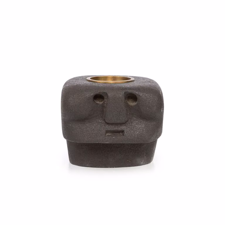 Portavelas de cerámica y piedra Bazar Bizar negro An/P/Al: 10 x 10 x 9 cm