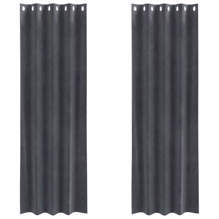 Set de 2 cortinas blackout de terciopelo vidaXL en gris, An/Al: 140 x 245 cm