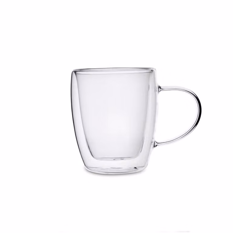 Set de 6 tazas de vidrio de doble pared Serenia de Quid, transparentes, 300 ml, aptas para microondas y lavavajillas