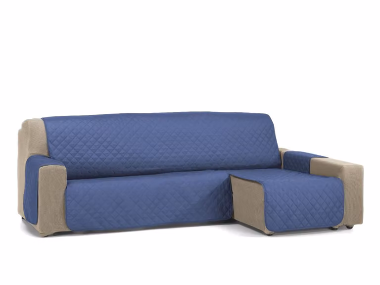 Funda protectora para sofá chaise longue Donegal Collections, color azul, 200 cm