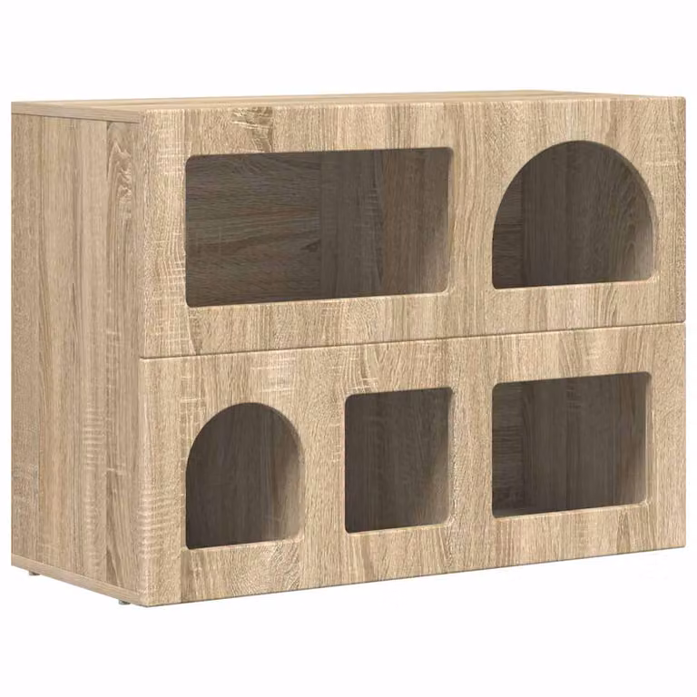 Aparador moderno vidaXL ELST en roble sonoma, color marrón y beige, An/P/Al: 80.5 x 35 x 59 cm