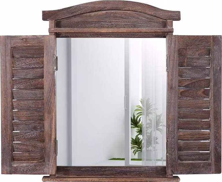 Espejo de pared rectangular Mendler estilo shabby chic en madera color marrón, An/Al/P: 42 x 53 x 5 cm