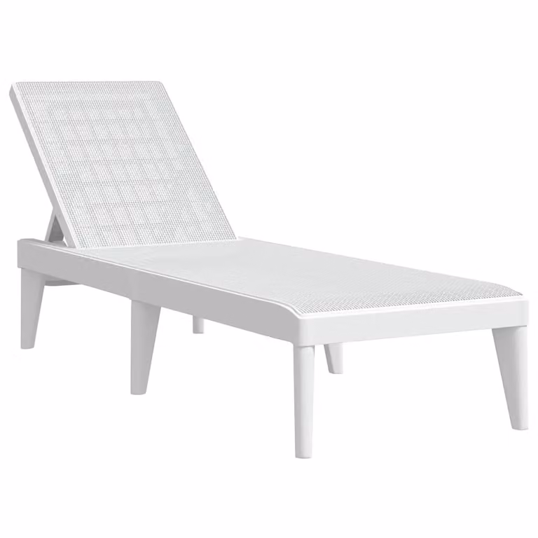 Tumbona de jardín vidaXL en polipropileno blanco con reposacabezas ajustable y tejido textilene, An/P/Al: 186 x 60 x 29 cm