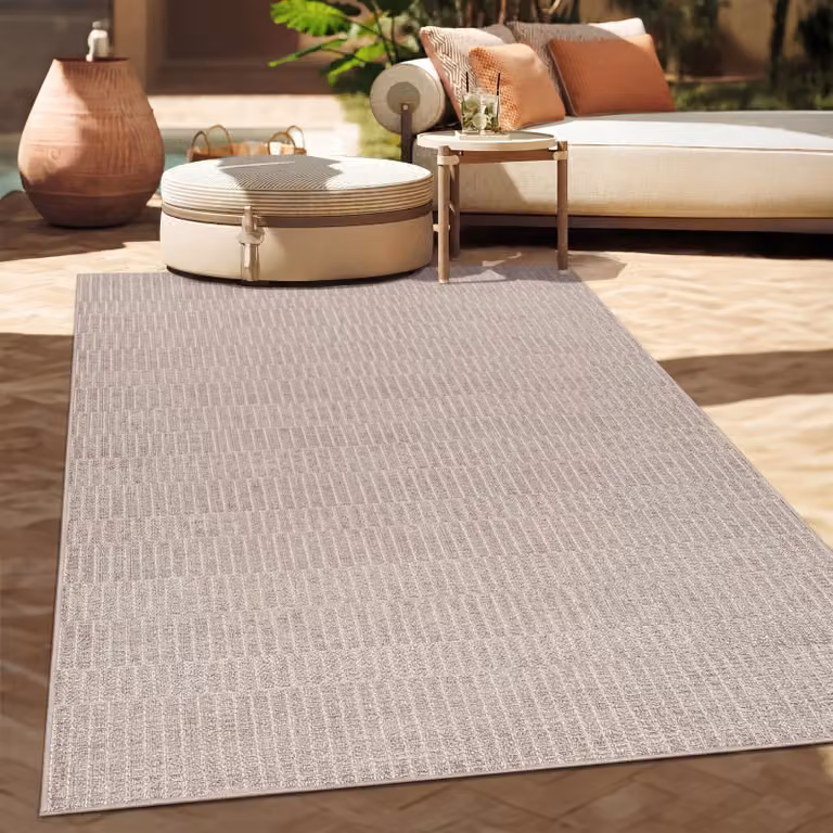 Alfombra Paco Home de estilo boho étnico en color beige, tejido plano de polipropileno para exterior e interior, An/P: 80 x 250 cm