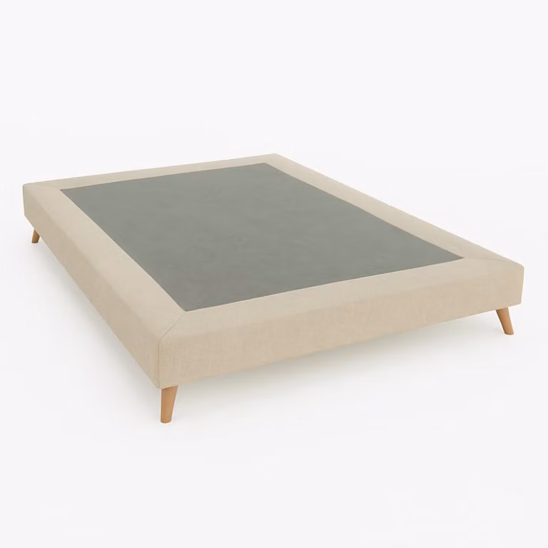Base tapizada nórdica MORFEO DESCANSO en color beige con estructura de madera y refuerzo antideslizante An/P/Al: 180 x 200 cm