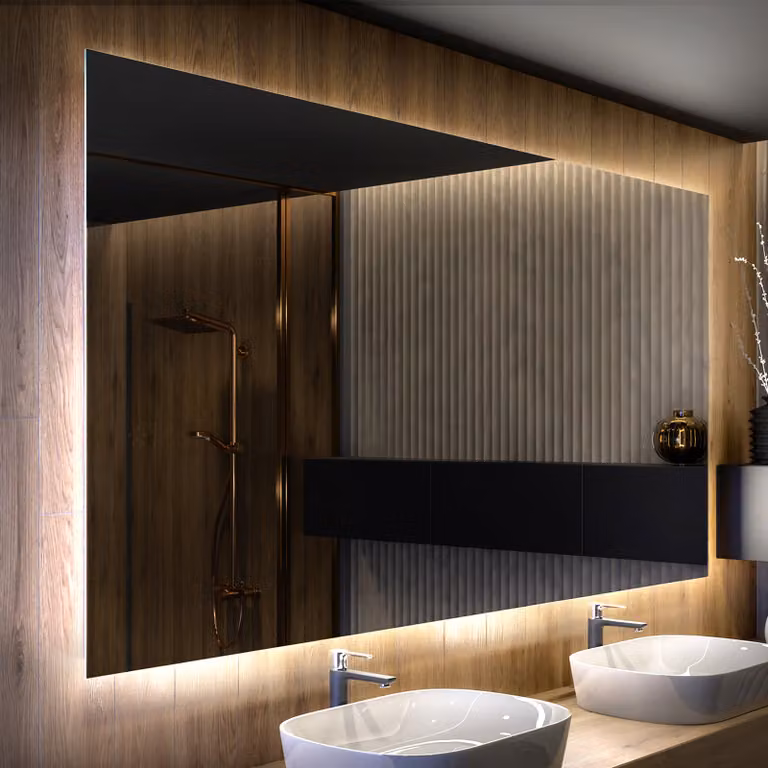 Espejo de baño Artforma modelo L58 con iluminación LED blanco frío y conmutador táctil, rectangular, An/Al: 200 x 100 cm