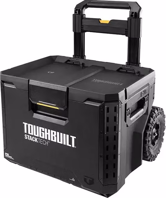 Caja profesional con ruedas StackTech Toughbuilt negra de plástico con bandejas apilables L x An x Al: 50 x 56 x 66,5 cm
