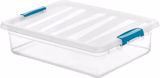 Caja de almacenaje Katla IKEA transparente con tapa y asas, 8 l, An/P/Al: 39 x 29 x 10,5 cm