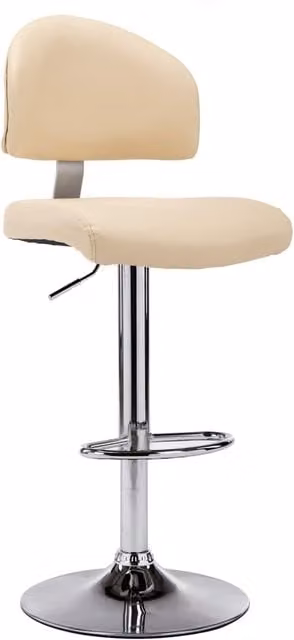 Taburete de cocina moderno SYFAX en cuero sintético color beige con estructura de metal