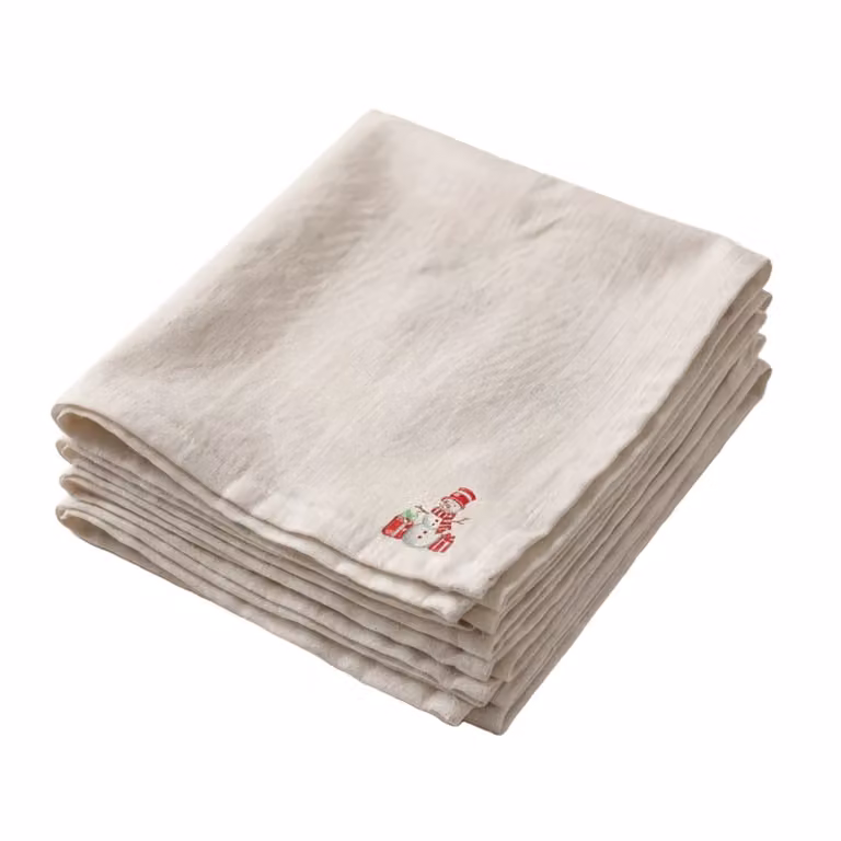 Pack de 4 servilletas de Navidad Muare Home de algodón en color blanco, 43 x 43 cm