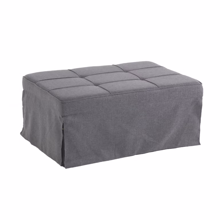 Puf transformable Pate de Oresteluchetta, gris, convertible en cama o chaise longue con cojín incluido, An: 95 cm, P: 70 cm, Al: 40 cm