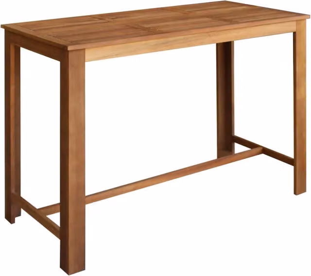 Mesa de bar tipo bistró Helloshop26 de madera de acacia aceitada en color marrón con diseño rectangular y tapa abatible de 150 cm
