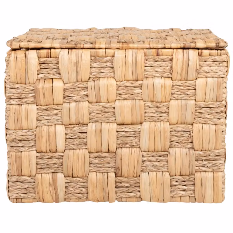 Baúl de jacinto de agua Maison du Monde en color beige con tapa removible y estilo boho