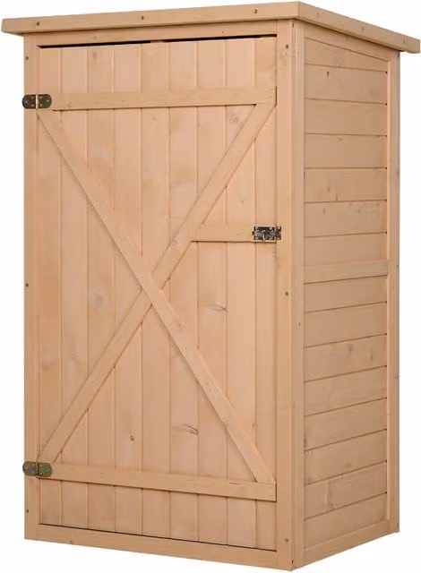 Armario de jardín NORTHIX de madera de abeto con estantes y cerradura, color marrón y multicolor, An/P/Al: 75 x 56 x 115 cm
