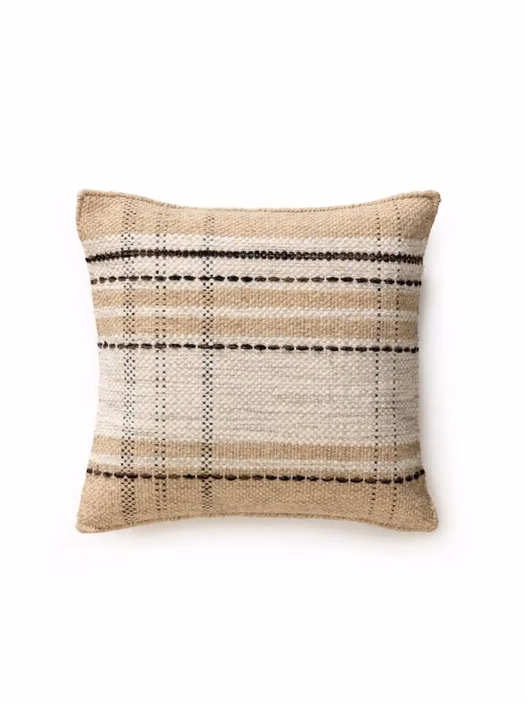 Funda de almohada Benuta de lana color beige, forma cuadrada, 45 x 45 cm