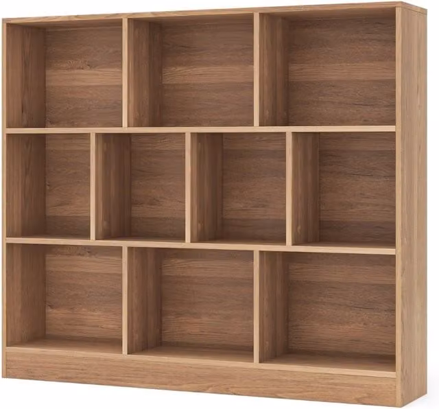 Estantería de 3 niveles con 10 compartimentos abiertos NORTHIX de madera en color marrón, An/P/Al: 120 x 24 x 104 cm
