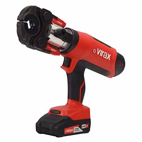 Crimpadora electromecánica Virax Viper M2X con 2 baterías y pinza maestra, color rojo y multicolor