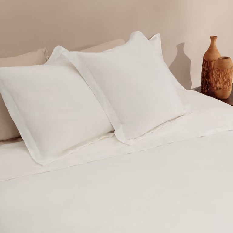 Sábana de lino Textura Interiors color blanco para cama de 180x200 cm