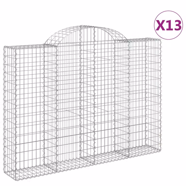Set de 13 cestas gaviones videx en forma de arco de acero galvanizado color gris y plata An/P/Al: 200 x 30 x 140/160 cm