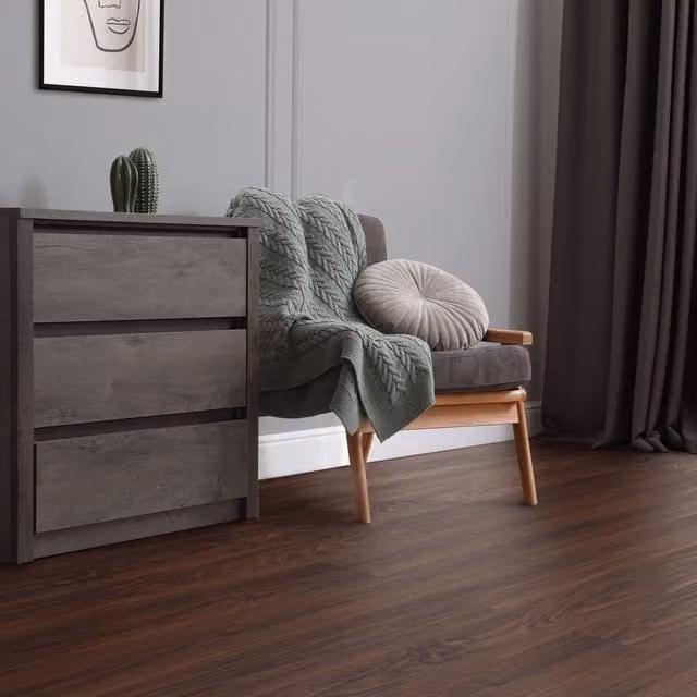 Suelo vinílico autoadhesivo Ml-design de PVC con efecto madera nogal marrón rojizo, 11,15 m², láminas de 91,5 x 15,3 cm y grosor de 2 mm