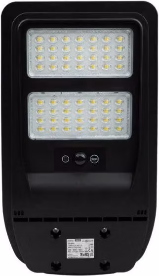 Lámpara solar de calle LED Ecolight EC20682 de 100W con 1000 lm, luz blanca fría 4000K, sensor de movimiento, mando a distancia y protección IP65 en color gris