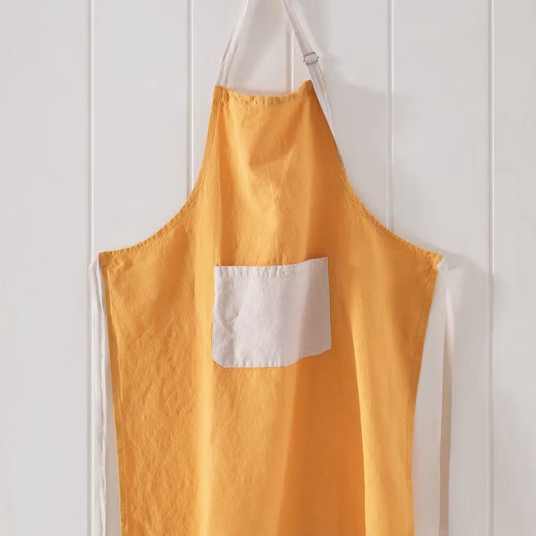 Delantal de cocina Sensei Maison de algodón y lino en color marrón y naranja para adultos, An/Al: 80 x 92 cm