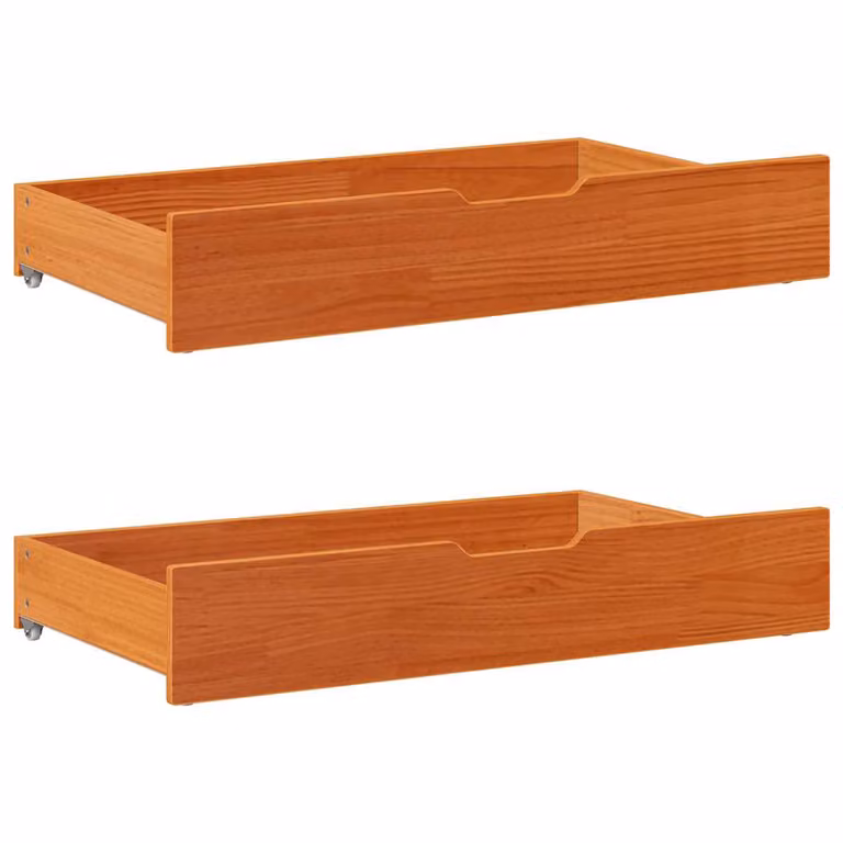 Set de 2 cajones bajo cama con ruedas vidaXL de madera maciza de pino en color marrón