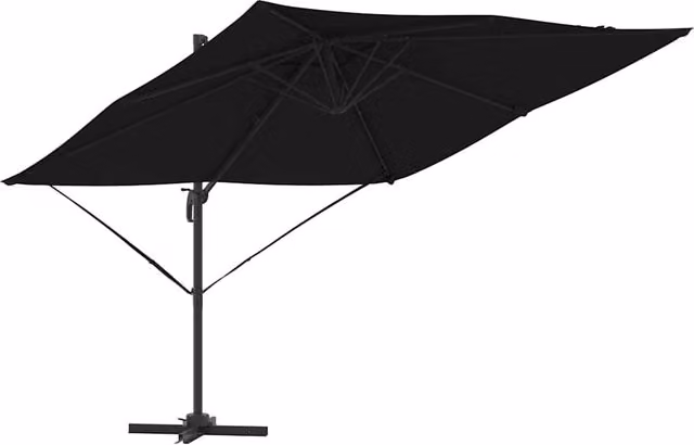 Parasol de brazo SYFAX en color negro fabricado en aluminio y poliéster, An/P/Al: 286 x 284 x 265 cm