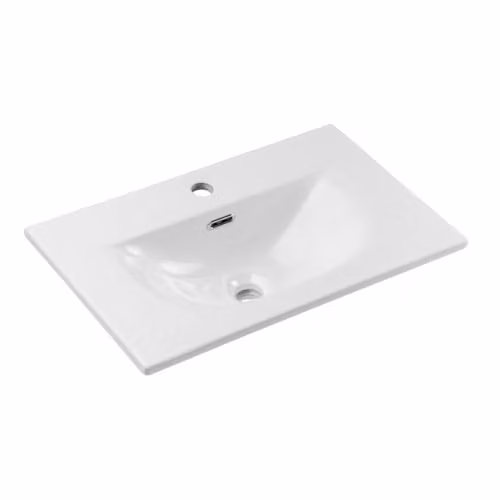 Lavabo empotrado rectangular Meublorama VELOA de cerámica blanca brillante An/P/Al: 61 x 40 x 15 cm